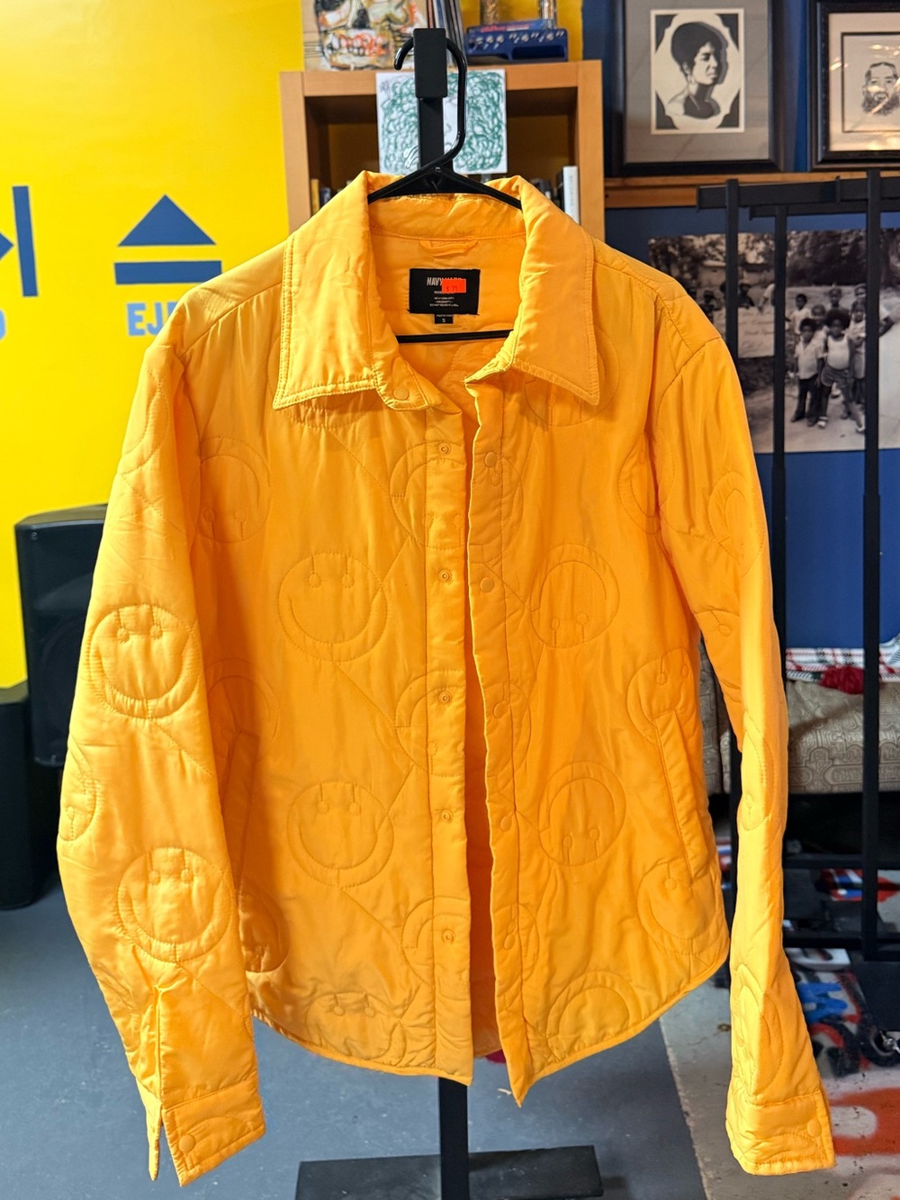 Yellow Quilted Button-Down Shirt